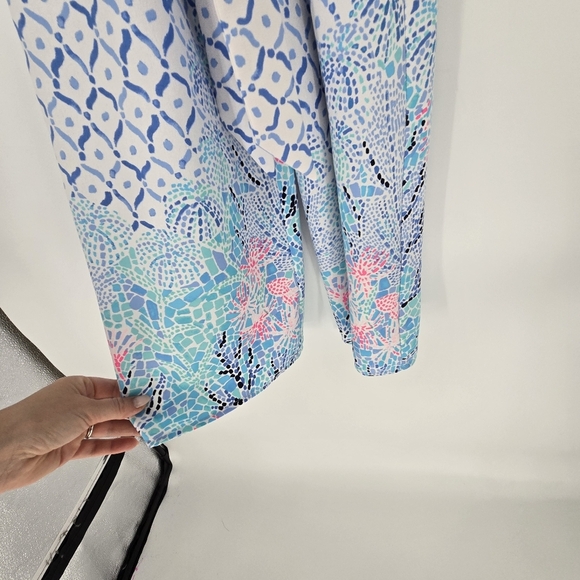 Lilly Pulitzer Sandra Jumpsuit Sea la Vie Size 4 Wide Leg Tie Belt White Blue - Picture 5 of 11